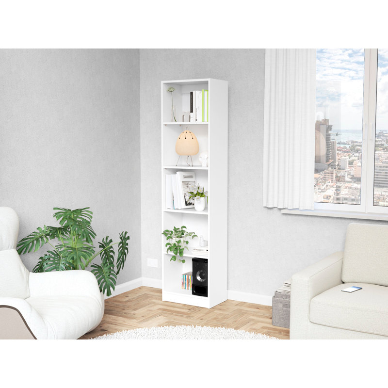 Bibliothèque à 5 tablettes, blanc