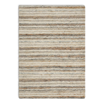Evana Handmade Striped Cream/Gray/Brown Area Rug