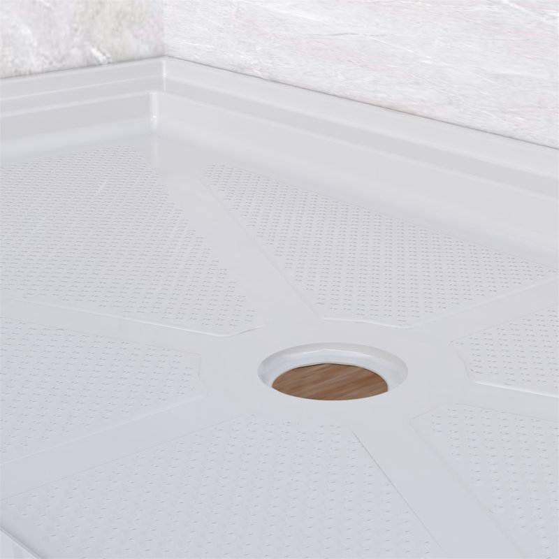 60'' W 32'' D Rectangular Triple Shower Base, White
