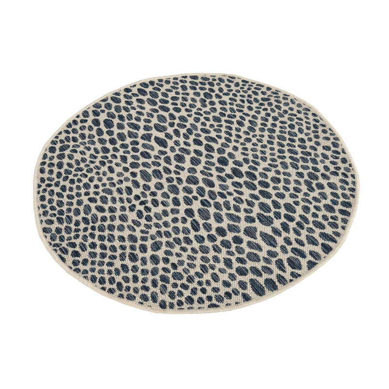 Outdoor Destiny Area Rug Navy Color, Round 3'1"