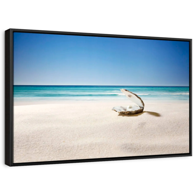 «Oyster Pearl on Sandy Beach», reproduction sur toile, H 9 po x l 13 po