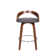 Maxime Swivel Counter or Bar Height Bar Stool with Open Low Back in Faux Leather and Wood