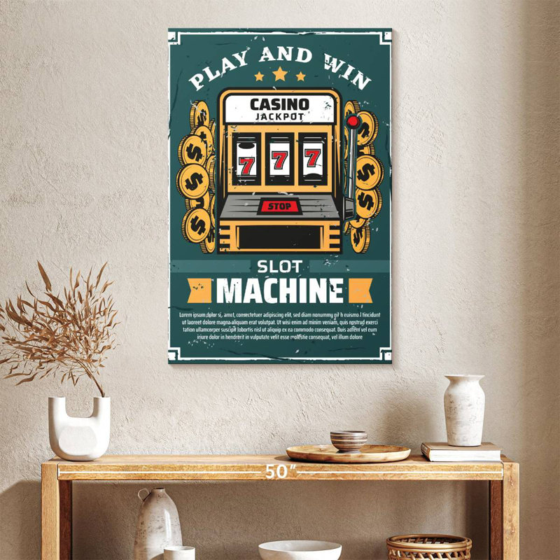 Senne Play And Win Slot Machine, 39" H x 26" W