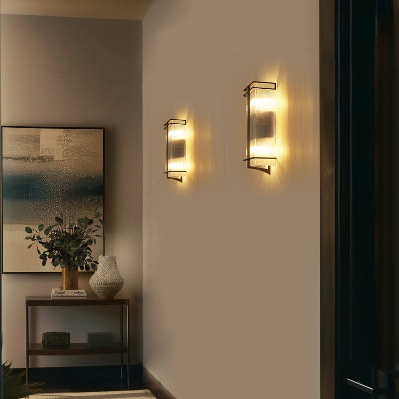  2 - Light Ribbed Acrylic Flush Mounted Sconce