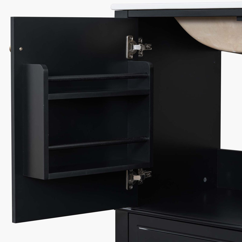 Meuble-lavabo polyvalent avec plusieurs options de rangement et fabrication durable, Noir, noir, noir, noir