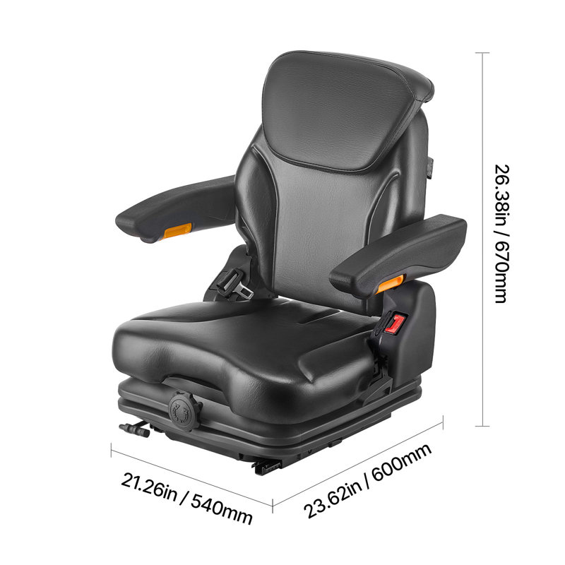 Forklift Seat Fold Down Tractor Suspension Seat Adjustable Back & Headrest