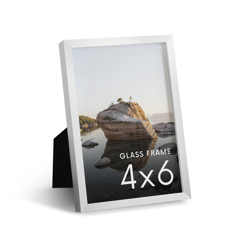 Cadre photo en métal avec verre, Blanc, L 4 po x H 6 po