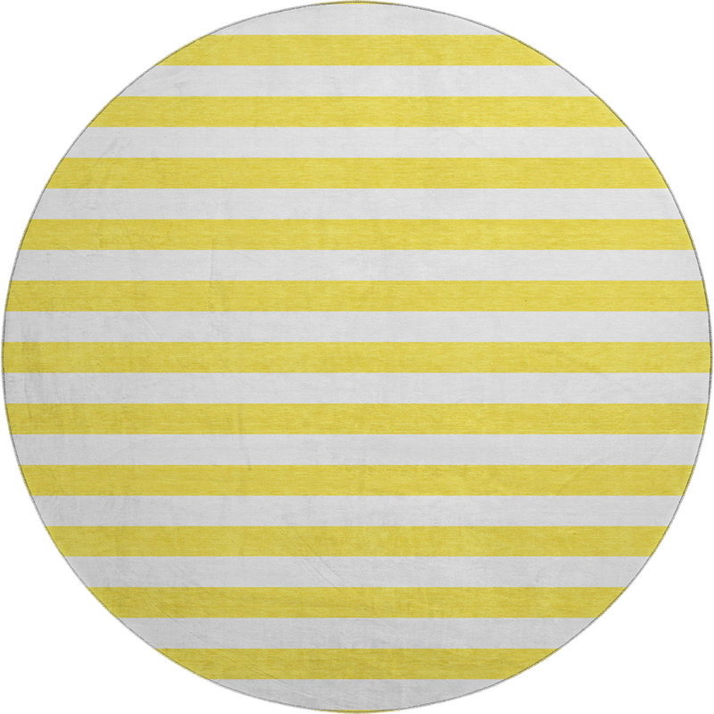 Premium Machine Washable Cerrito AMF528 Yellow Rug, Round 8'