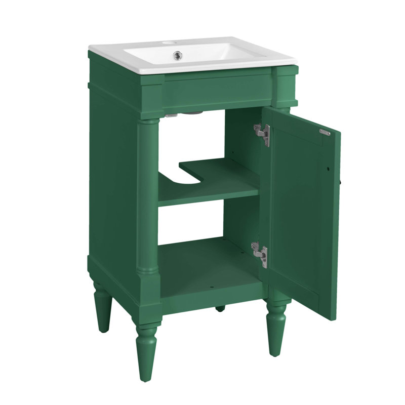 18-Inch Modern Bathroom Vanity With Sink, Green