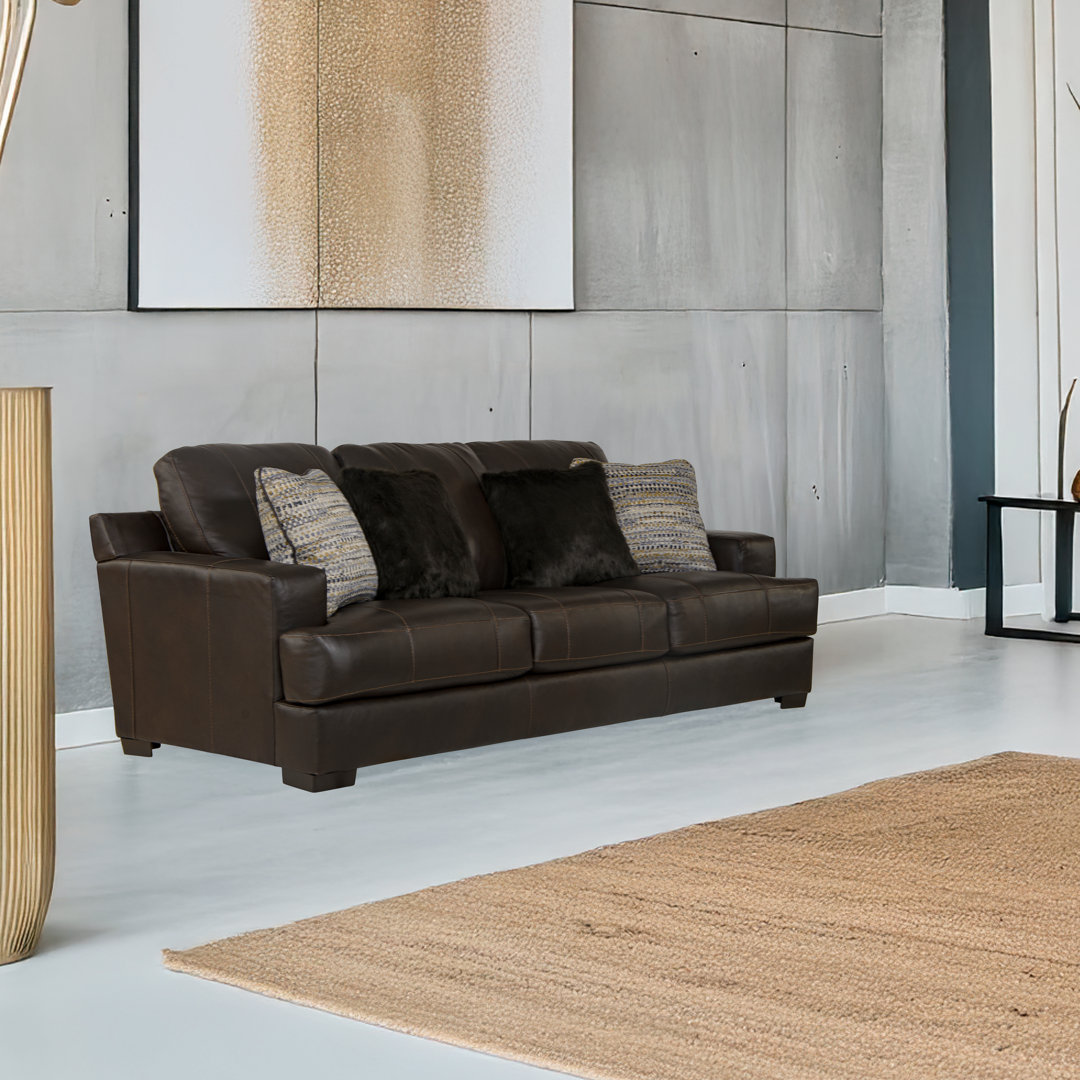 Arieyanna 92" Italian Leather Match Sofa with 4 Included Accent Pillows Wade Logan® Leather 