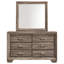 Commode 6 tiroirs avec miroir taupe délavé-1186070326