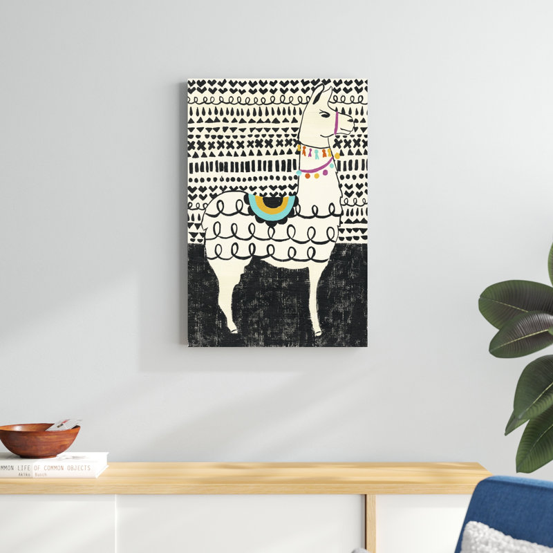 «Party Llama I», peinture sur toile, H 30 po x l 20 po