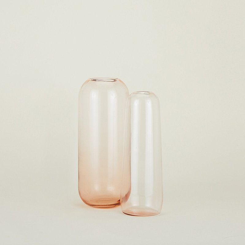 Aurora Handmade Glass Table Vase, Blush, 12.5" H x 5" W x 5" D