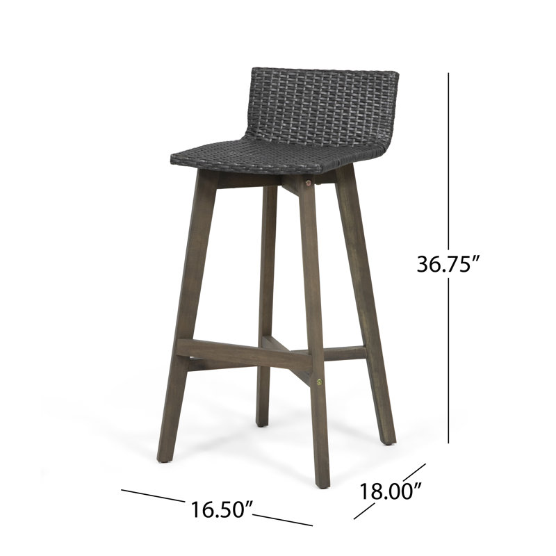 Tabouret de bar 30,75 po Oxendine, Cadre gris / coussin gris