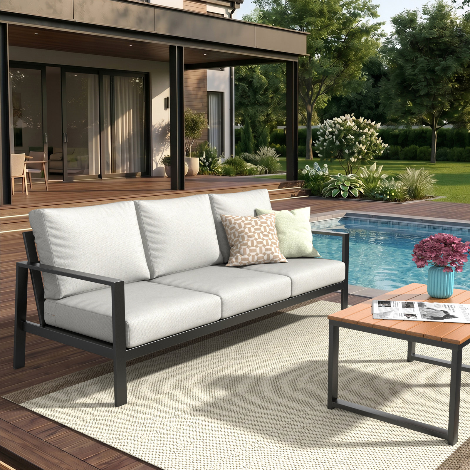 25" Sunbrella® Sofa Seat and Back Cushion, Sunbrella Bliss Linen