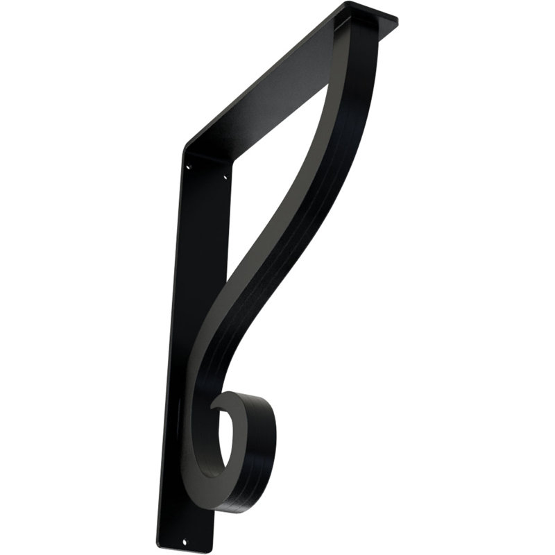 2"W x 10"D x 12"H Ashford Triple, Wrought Iron Bracket, (Triple center brace), Powder Coated Black, 12" H x 2" W x 10" D