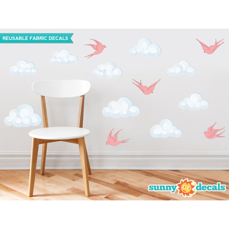 Décalcomanie murale moderne cloud, Rose