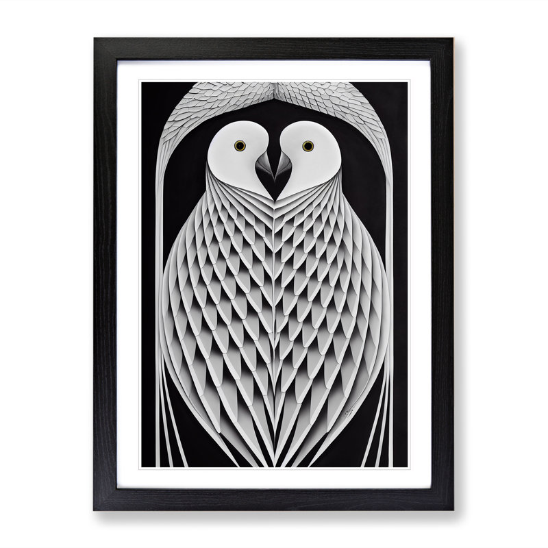 Symmetrical Birds Abstract - Single Picture Frame Print, 64cm H x 46cm W x 2cm D, Black Framed