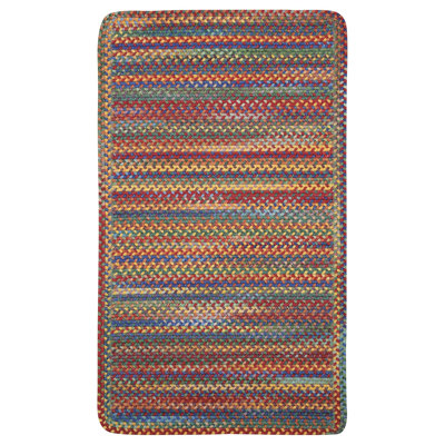 Tapis rose / bleu en laine tressée Phoebe
