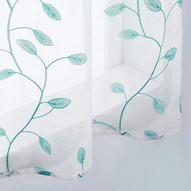 Cantonnière l 54 po Bohm, Feuilles bleu turquoise