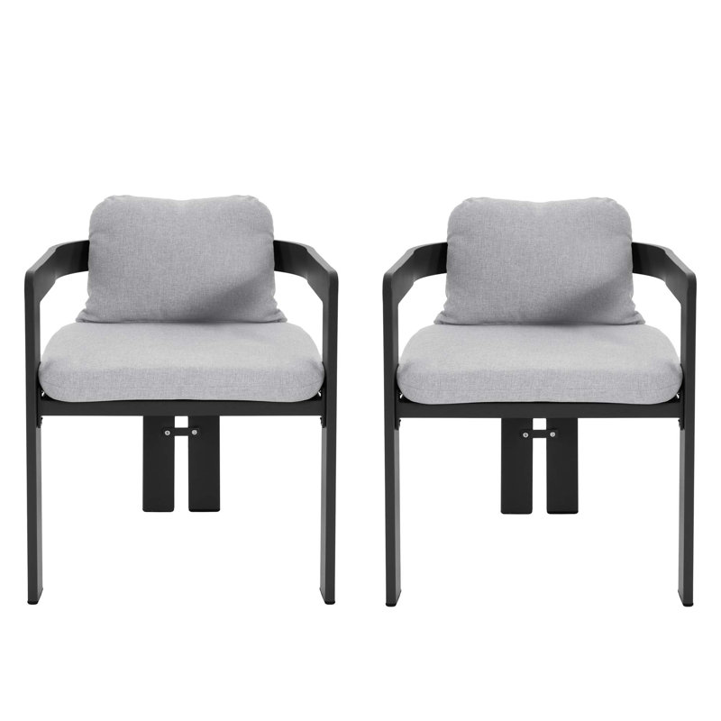 Outdoor Dining Armchair with Cushions, Gris