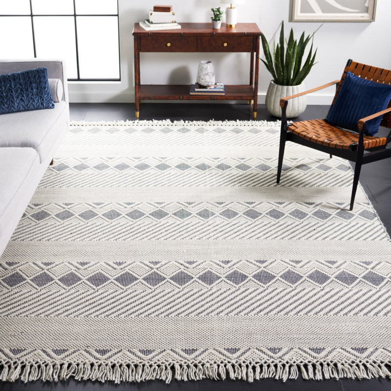 Tapis géométrique en laine tissé à la main Serio Natura, Rectangle 5 pi x 8 pi