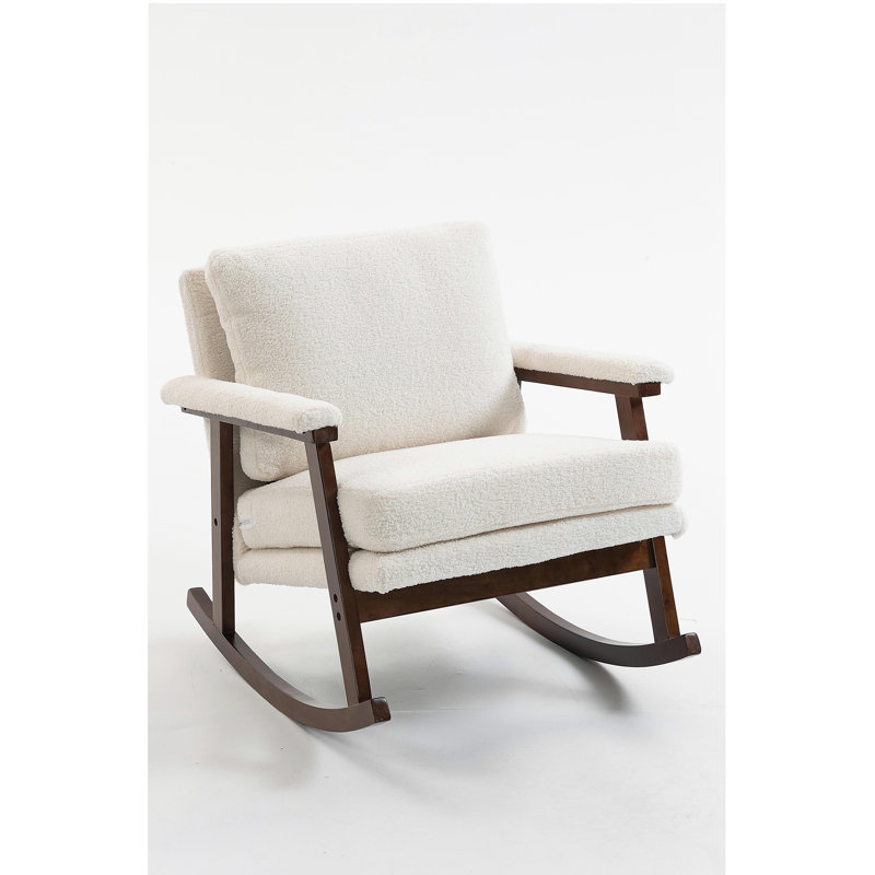 Chaise d'appoint Mid-Century moderne, chaise berçante avec structure en bois, chaises de salon rembourrées, fauteuil de lecture pour véranda de chambre à coucher