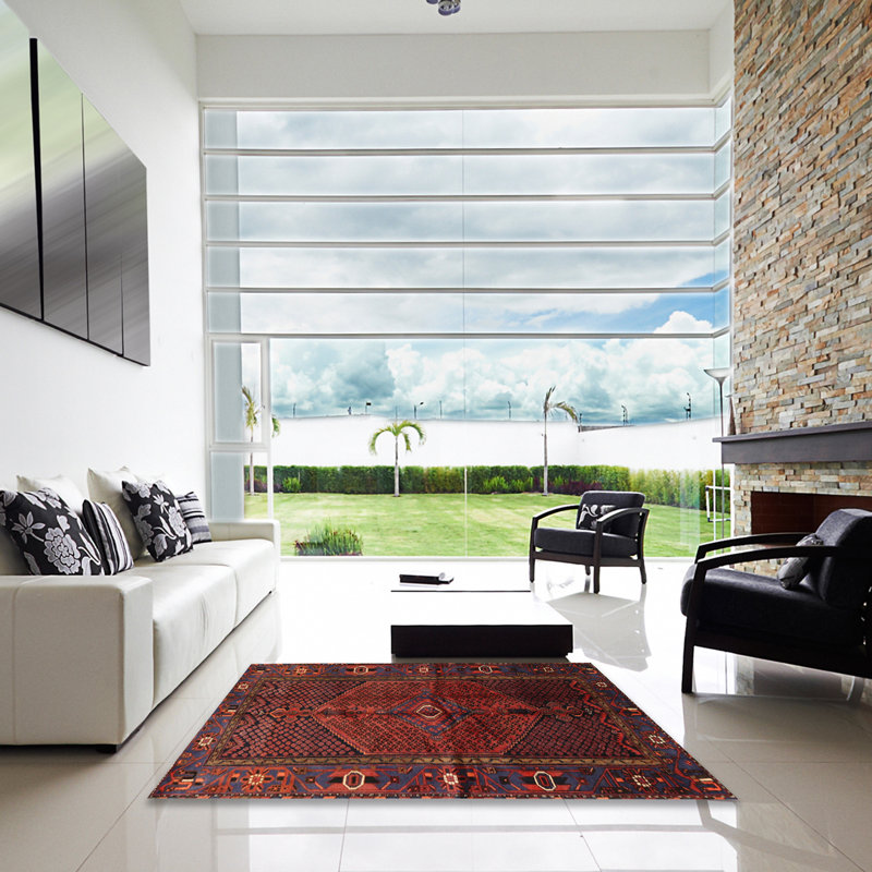 Tapis orange Southwestern, Carré 3 pi