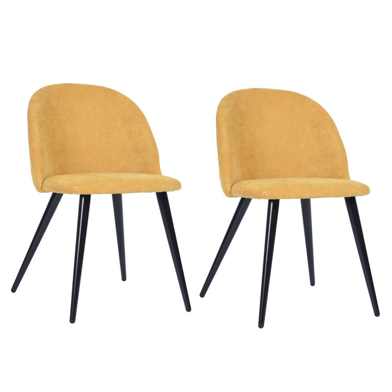 Dungorbery 46cm H Polyester Blend Upholstered Upholstered Back Side Chair, Yellow, Black