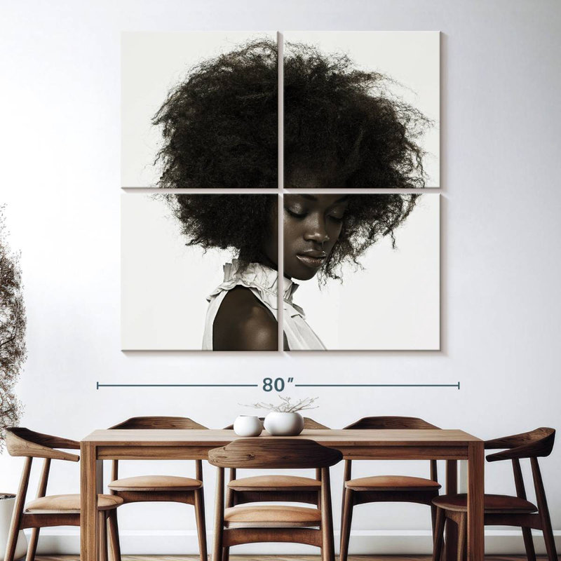Leisha, femme aux cheveux bouclés, H 74 po x l 74 po
