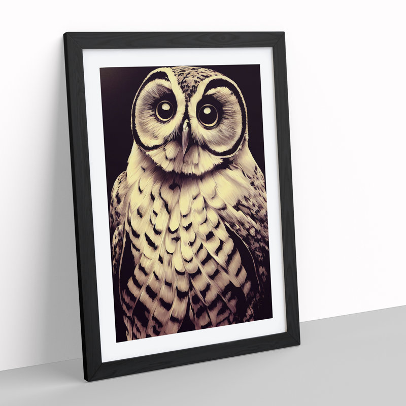 Owl Portrait No.4 - Framed Print, Black Framed, 64cm H x 46cm W x 2cm D