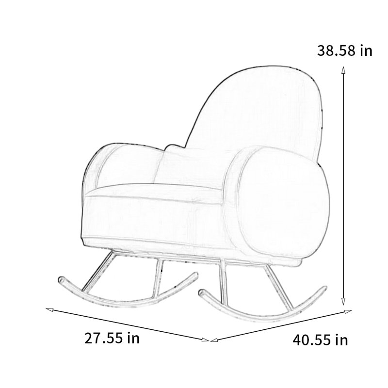 Chaise berçante ergonomique en pin, Noir, noir, noir, noir