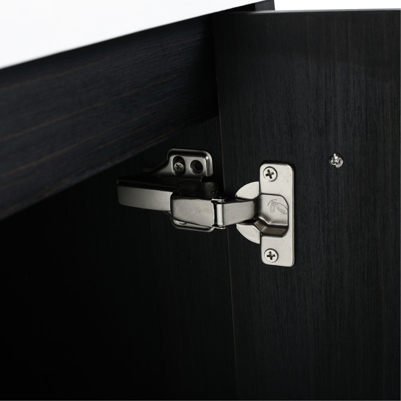 Meuble-lavabo 24 po en châtaignier noir avec lavabo en résine et support de rangement, charnières à fermeture en douceur, facile à entretenir, grand espace de rangement, salle de bain ergonomique à trois pieds et à l'eau, conception moderne, assemblage