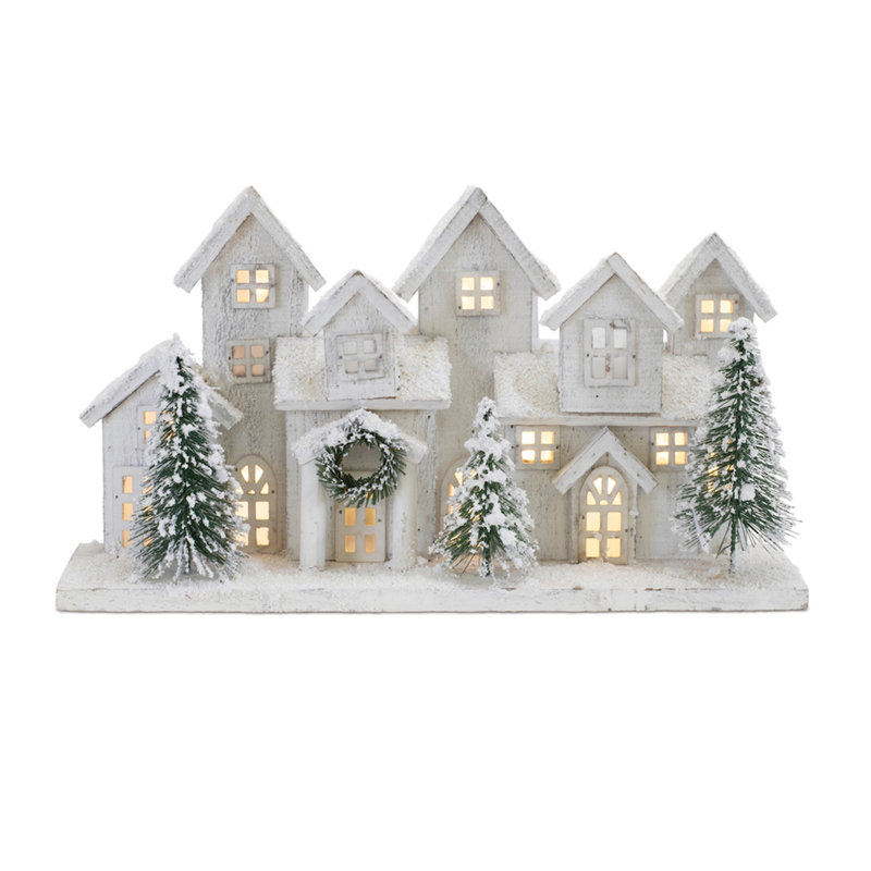 Figurine de village d'hiver DEL floqué 17 po