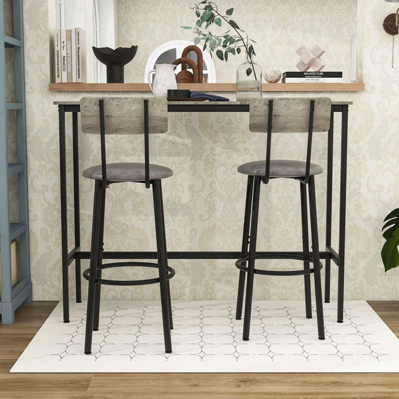 Ensemble de table de salle à manger 3 pièces avec 2 chaises, Grey