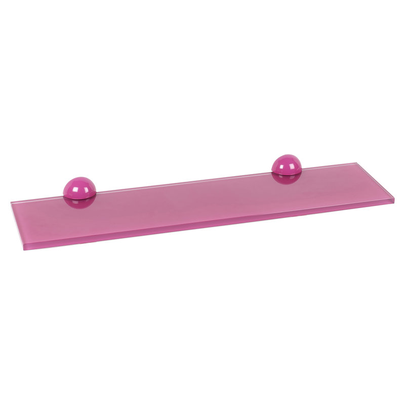 Amrutha Glass Bracket Shelf, Pink, 2cm H x 60cm W x 15cm D