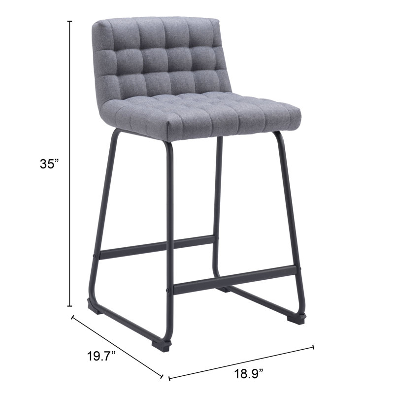 Pago Upholstered Counter Stool, Counter Stool (26.2" Seat Height), 100% Polyester-Gray