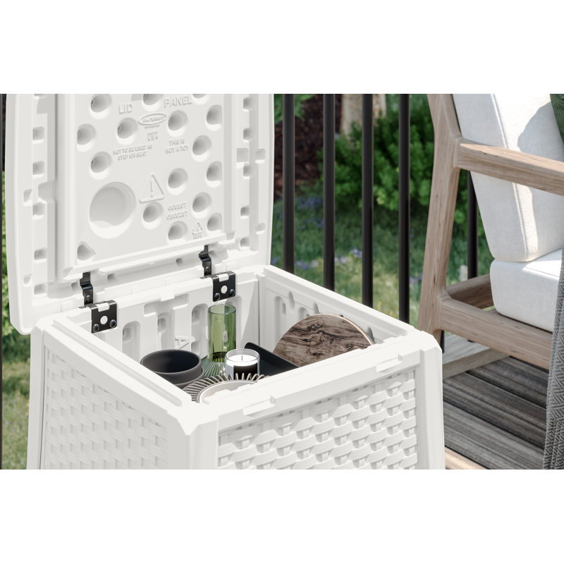 Elements Multi-Wall Resin Outdoor Patio End Table with 13 Gallons of Storage, Ice Cube