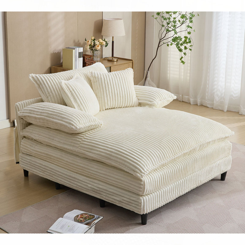 Méridienne rembourrée Corduroy, Beige