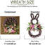 Couronnes de lapin de Pâques pour la porte d'entrée, couronne de Pâques avec décorations d'œufs pastel pour la maison, couronne de porte de printemps avec fleurs de pivoines sur des brindilles mixtes pour fenêtre murale (18 pouces)