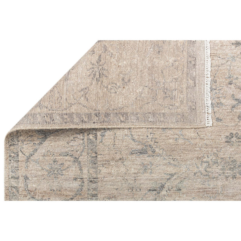 Hand Knotted Oriental Area Rug in Ivory/Gray, Rectangle 5' x 8'