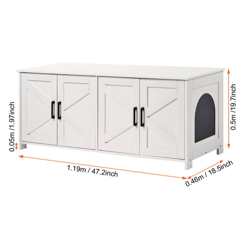 Enceinte de litière pour chat 1 pièce 47,24 po x 18,5 po x 19,69 po en aluminium blanc, Blanc