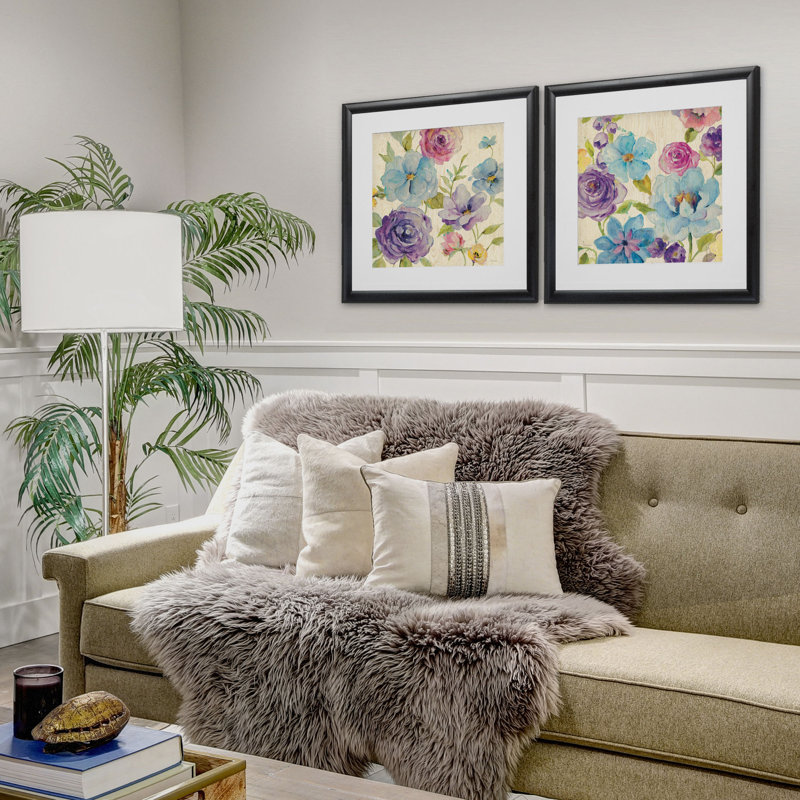 " Flower Medley " 2 - Pieces, Black Framed