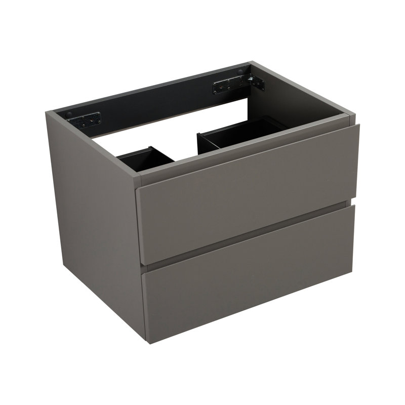 Armoire murale sans bassin en gris, 2 tiroirs pré-assemblés, glissières de tiroir silencieuses, double option d'organisation améliorée - solution de rangement grise pour améliorer la qualité