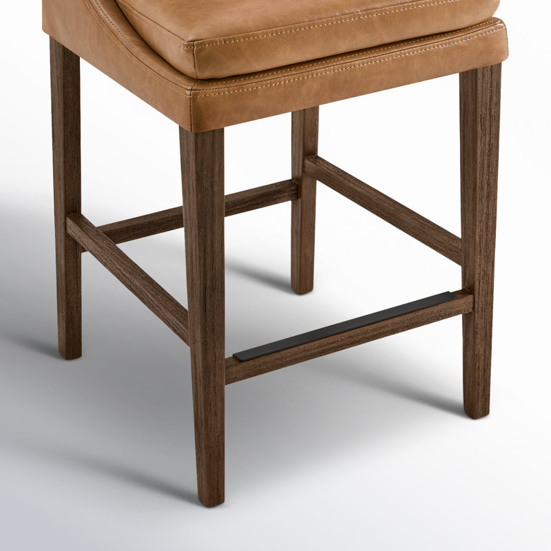 Tabouret de bar et de comptoir en cuir Niara, Similicuir ardoise Copley / brun