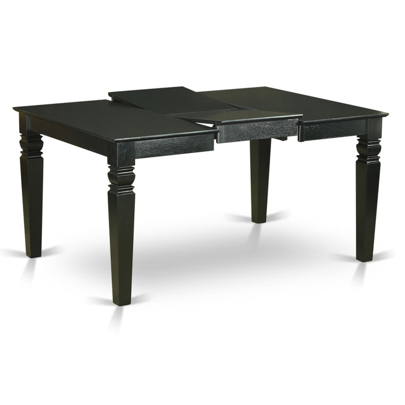 5 Piece Dining Set Includes a Rectangle Dining Room Table with Butterfly Leaf and 4 Light Sable Linen Fabric Upholstered Chairs, Black