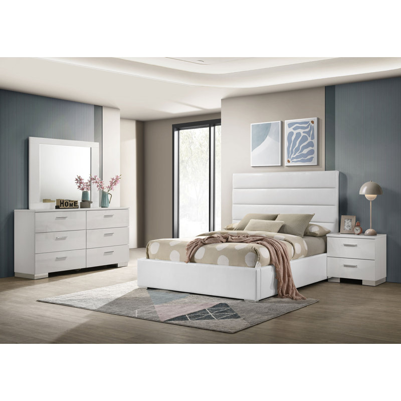 Ensemble de chambre à coucher double 4 pièces Colberta, Double