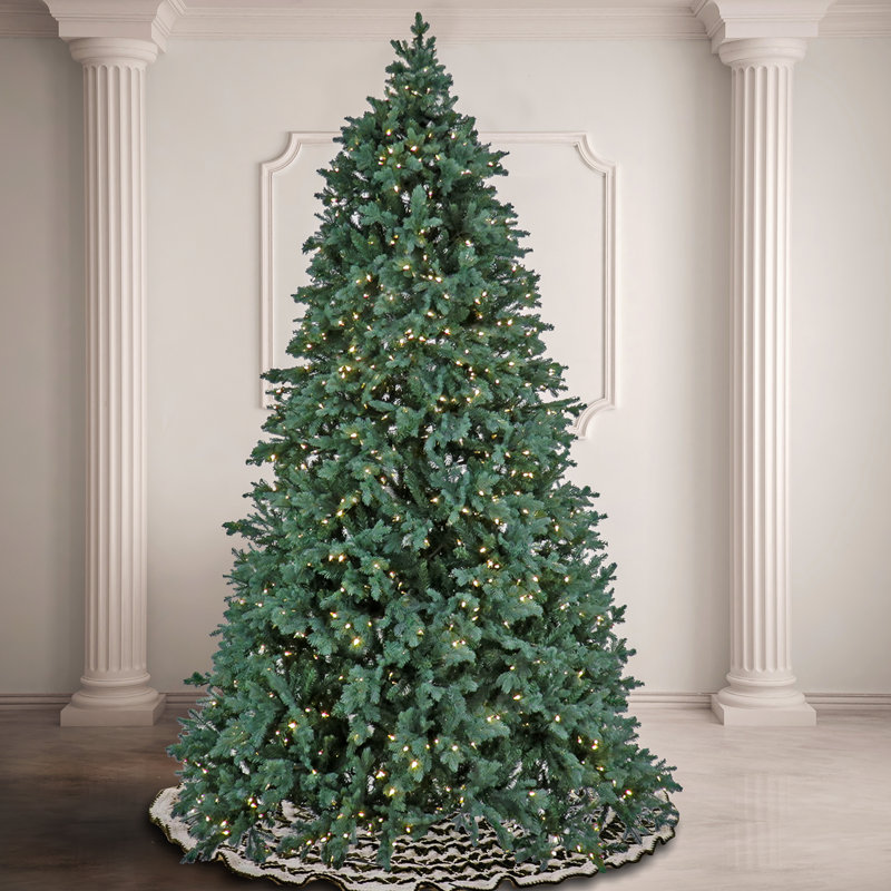 108" H Regular Artificial PE Pine Cashmere Christmas Tree 1250 LED Steady/Constant Lights and Pinecones