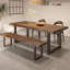 Table de salle à manger rectangulaire en bois massif Nut-Brown-168452162