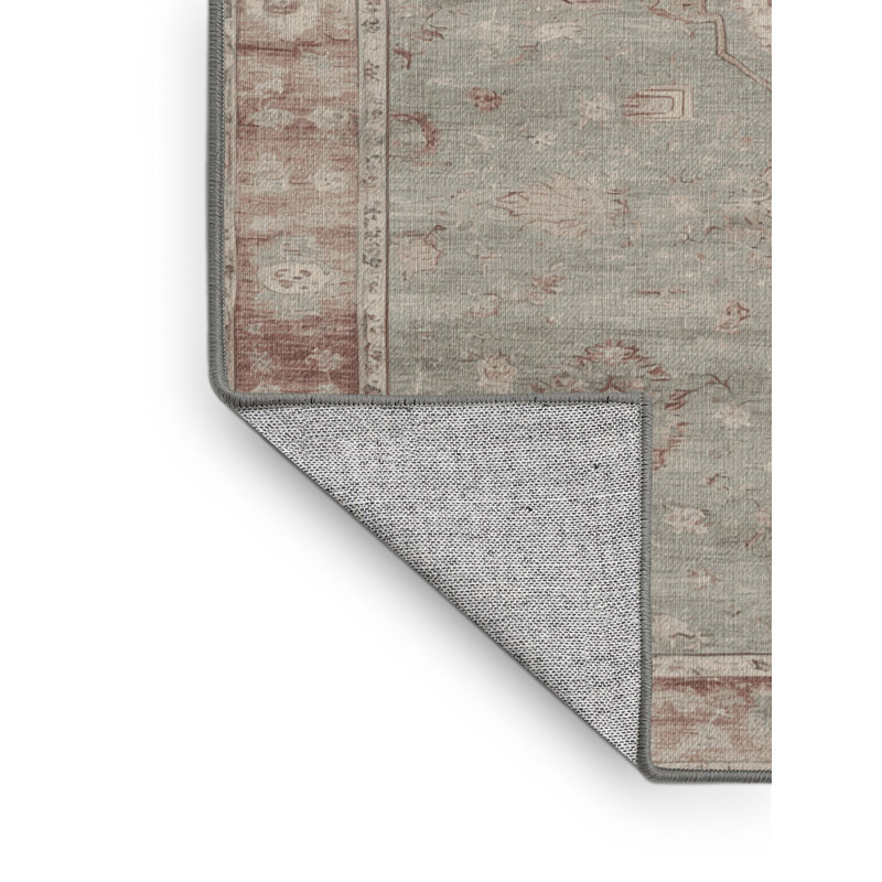 Machine Washable Overdyed Gray Area Rug, Square 5'